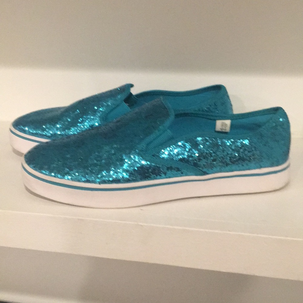 Slide on cute blue shoes